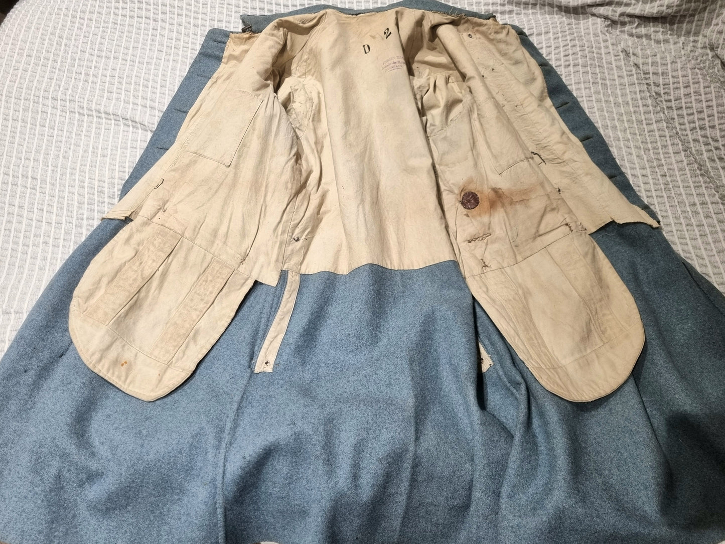 Rare WW1 French Army Horizon Blue M1915 Greatcoat 121st Infantry Regt