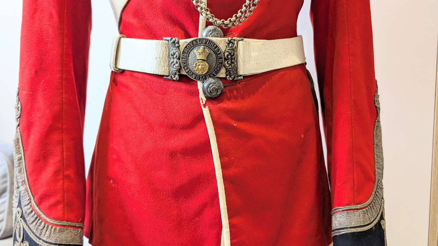 Victorian 1st Volunteer Battalion Royal Fusiliers Scarlet Jacket, Belt & Crossbelt Named to H R B Hickman