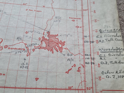 WW2 RAF June 1944 Plotting Map of Western Germany with Operational Markings over Berlin
