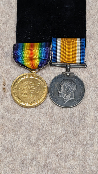 SOLD! WW1 British Medal Duo - Private John Rowntree RFC / RAF - Died In Service