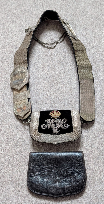 SOLD! Beautiful Edwardian Montgomeryshire Yeomanry CrossBelt & Pouch & Cover - Solid Silver Fittings