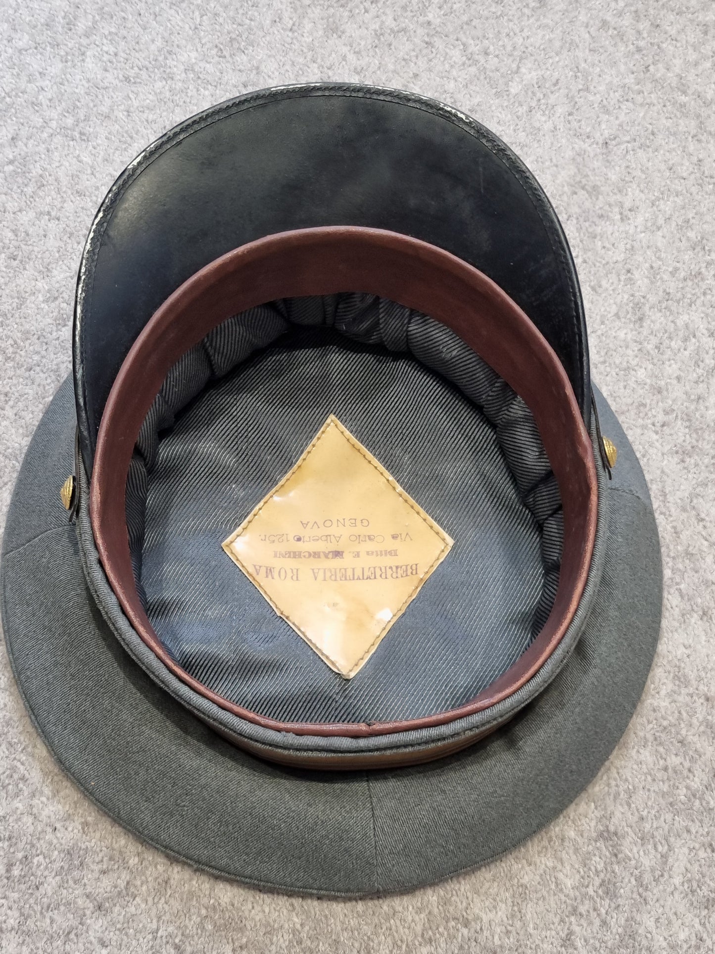 SOLD! WW2 Italian Major’s 15th Infantry Regiment M34 Visor Cap & Box