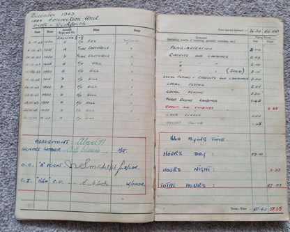 WW2 RAF Flying Log Book to Air Gunner I. E. Parsons with 37 Bombing Operations including DDAY with Combat Reports