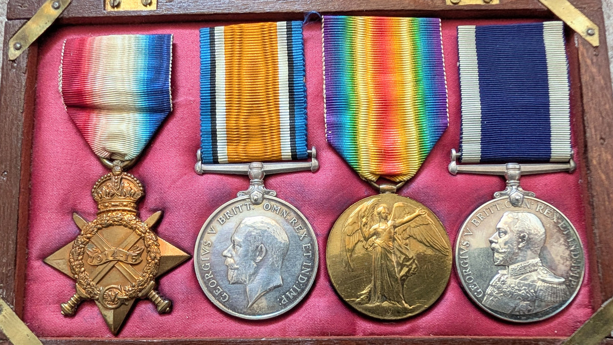 WW1 Royal Marines Light Infantry Medal Quartet & Service / Masonic Papers - George Thomas Norman