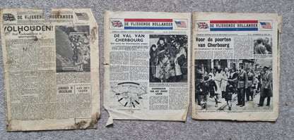 Rare WW2 Dutch Resistance Set - Plaque, Flag, Air Drop Leaflets & Newspapers