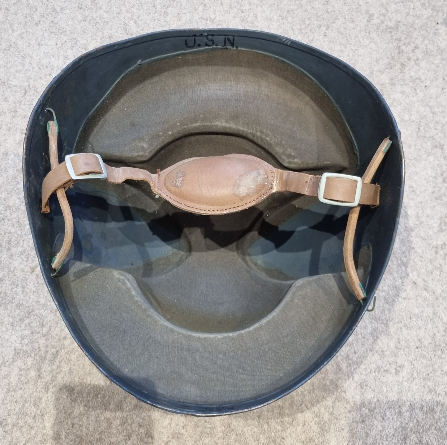 WW2 US Navy MK2 Talker Helmet Complete With Original Chinstrap