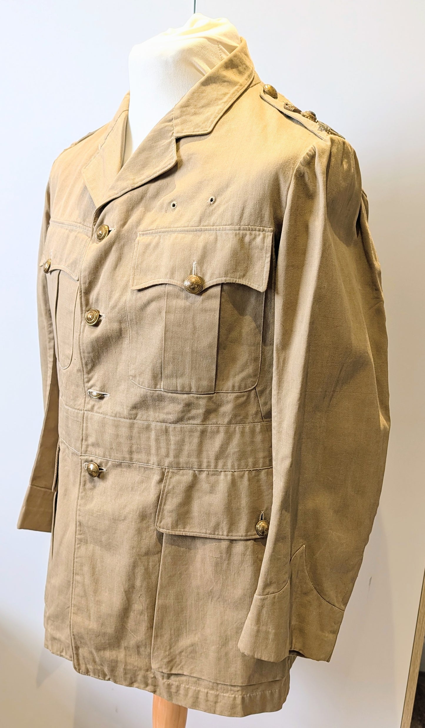 WW1 Era Indian 126th Baluchistan Regiment Lieutenant Colonel's Khaki Drill KD Jacket