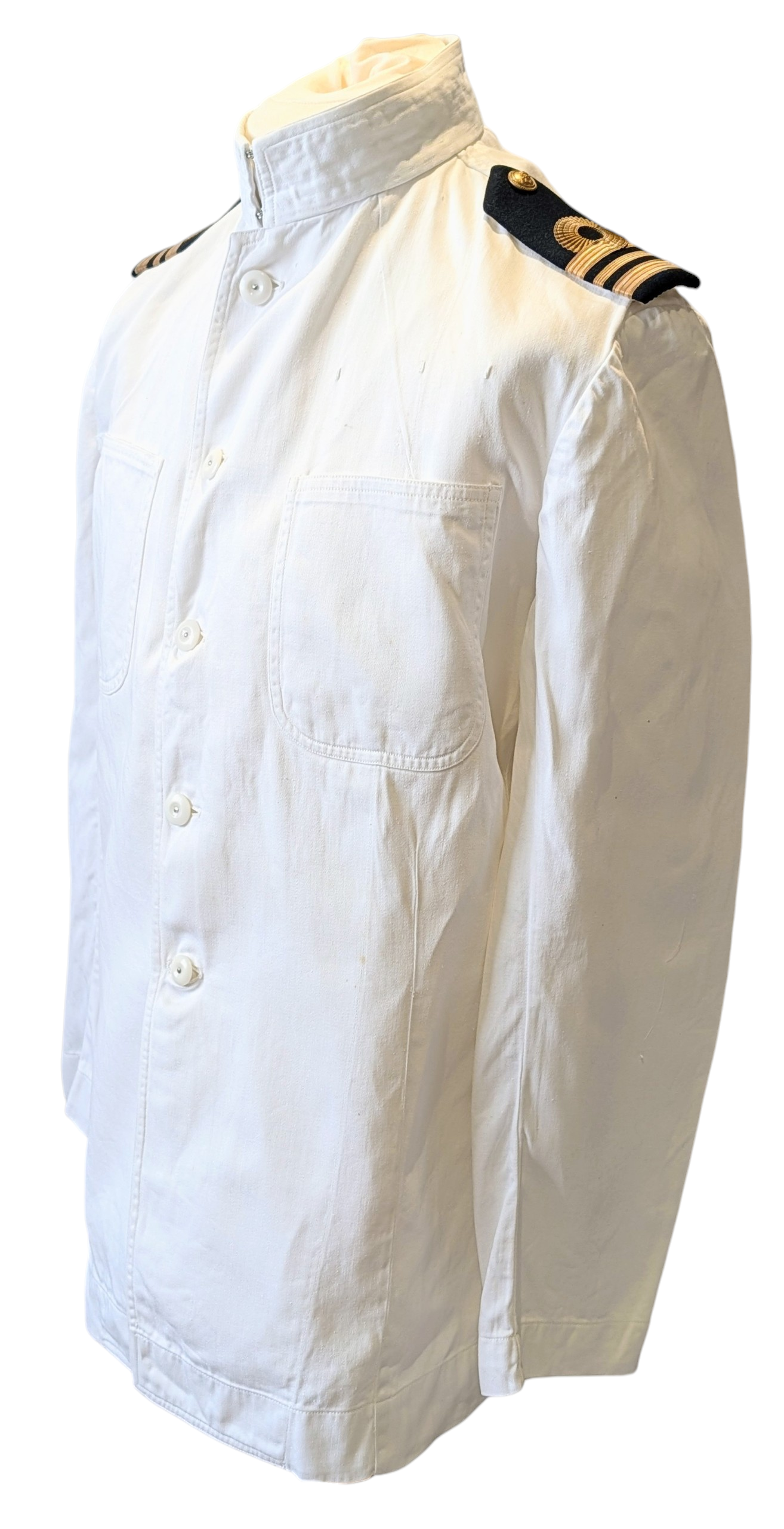 SOLD! Vintage Royal Navy No.1 Summer White Cotton Uniform Tunic Jacket 1958