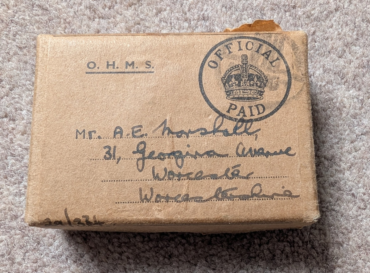 SOLD! WW2 Casualty KIA 4 Medal Group Issue Box & Award Slip LESLIE ALBERT MARSHALL