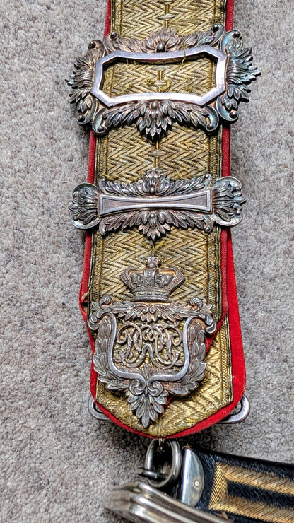 SOLD! Victorian / Edwardian Derbyshire Yeomanry Cavalry Crossbelt with Silver Pouch