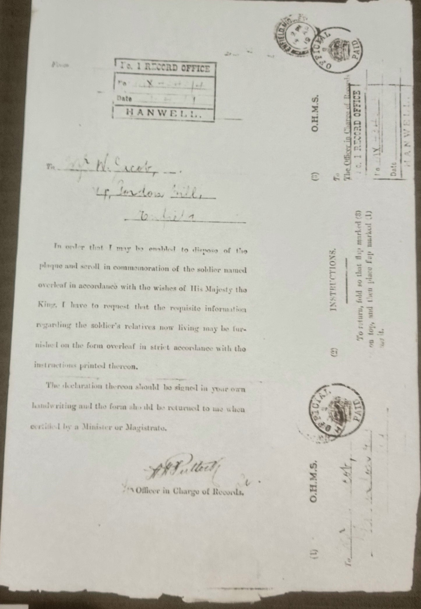 WW1 British Army Death Plaque WALTER HERBERT JACOB - the 2nd Casualty of the entire Middlesex Regt 1914