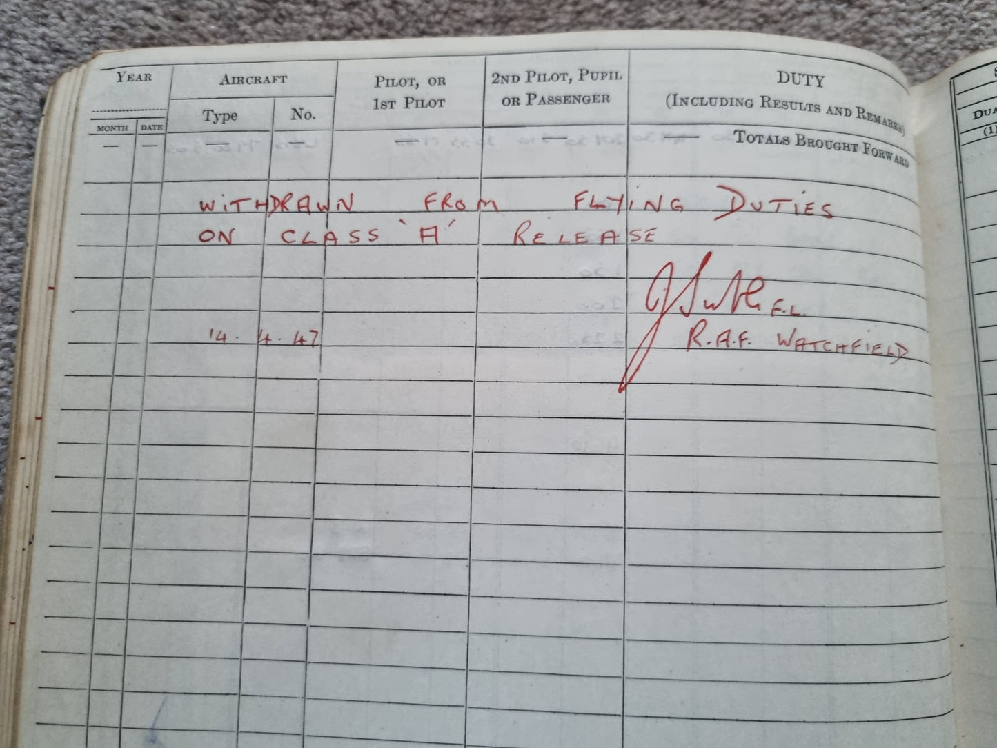 SOLD! Rare WW2 Glider Pilot RCAF Flying Log Book to Brian Andrews, Operation Varsity