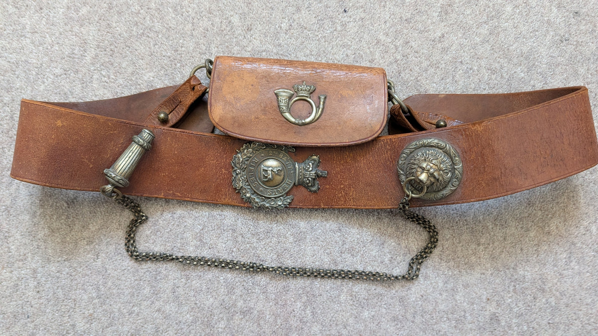 Victorian 2nd Battalion Herts Rifles Leather CrossBelt & Pouch 1881-7
